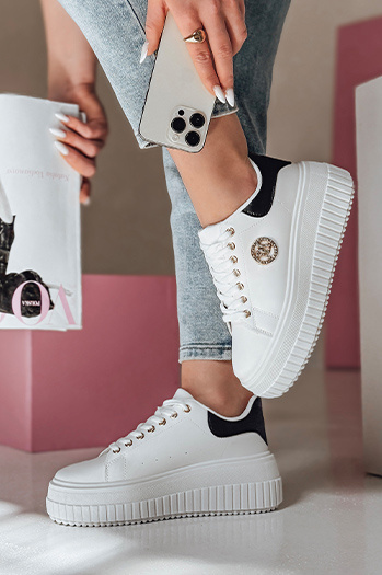 Női platform tornacipő KITNOT fehér és fekete Dstreet ZY0922 ZY0922