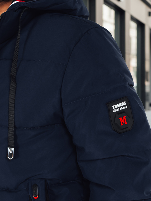 Férfi kapucnis télikabát tengerészkék Dstreet TX5086z