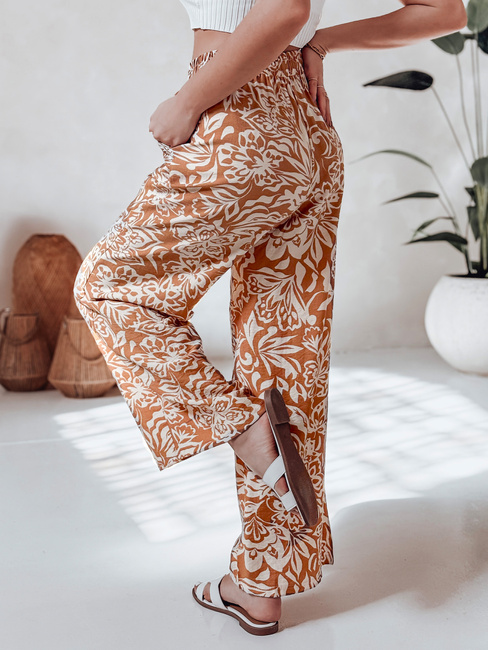 Női széles szárú szövet nadrág TROPICAL SUN camel Dstreet UY2633