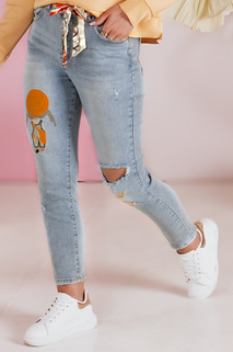 Női farmernadrág slim fit nadrág övvel GIRLHOOD kék Dstreet UY2484