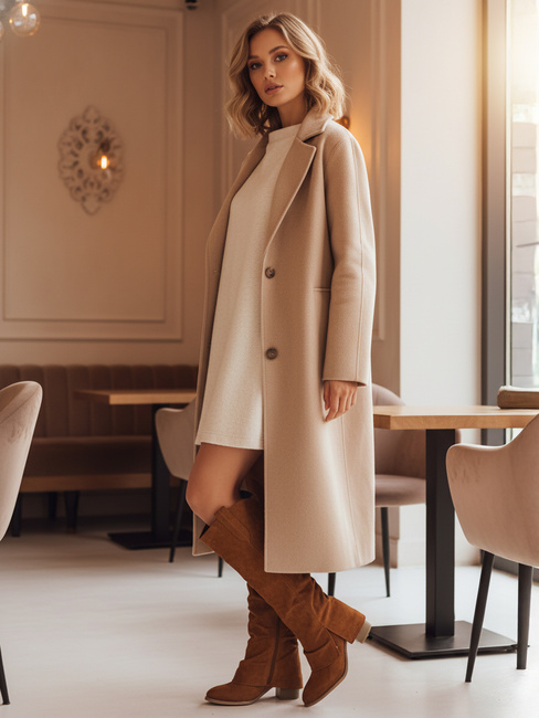 Női camel szarvasbőr csizma Dstreet ZY1309