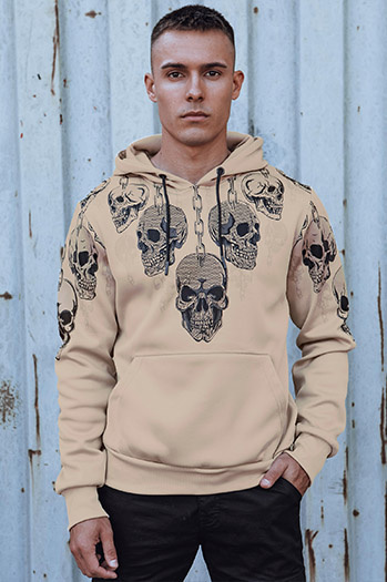 Férfi kapucnis pulóver bézs Dstreet BX5842