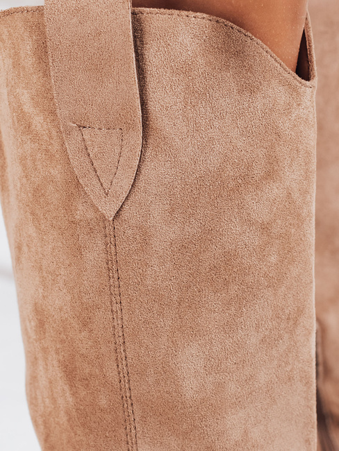 Női szarvasbőr cowboy csizma bézs Dstreet ZY1203