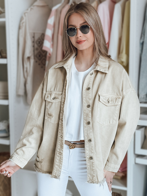 Női oversize farmer dzseki JUSTDEM bézs Dstreet TY4908