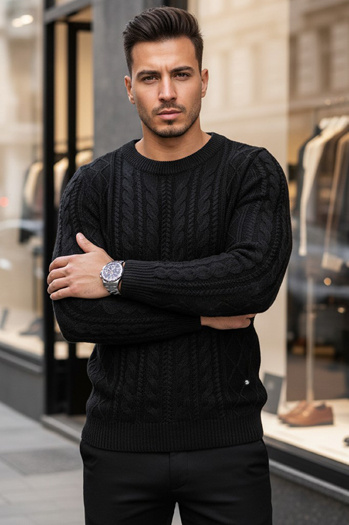 Férfi fekete pulóver Dstreet WX1926