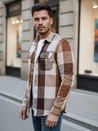Férfi camel kockás flanel ing Dstreet DX2674