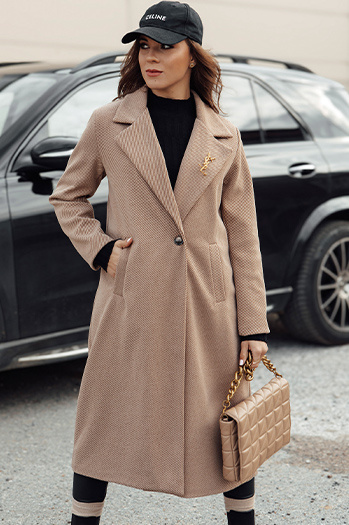 Női oversize MANTOVA hosszú camel kabát Dstreet NY0739