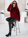 Női pulóver virágos applikációval GIRLHERBAL bordó Dstreet MY2549