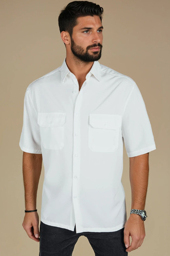 Férfi rövid ujjú fehér ing Dstreet KX1083