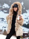 Női téli parka kabát szőrmével CHARMFUR bézs Dstreet TY4770