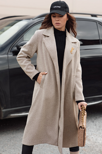 Női oversize kabát MANTOVA hosszú világos barna Dstreet NY0741