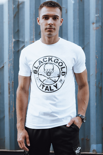 Férfi nyomtatott póló fehér Dstreet RX5585