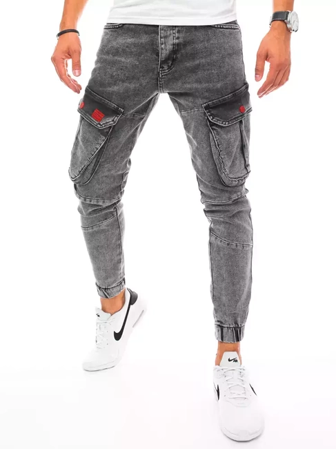 Férfi slim fit katonai jogger farmernadrág világoszürke színben Dstreet UX3255