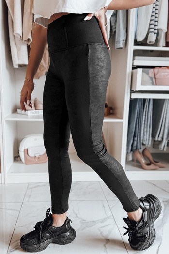 Női magas derekú, viaszos leggings NIVANA fekete Dstreet UY2295