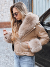 Női ramones kabát szőrmével bézs Dstreet TY5235 TY5235