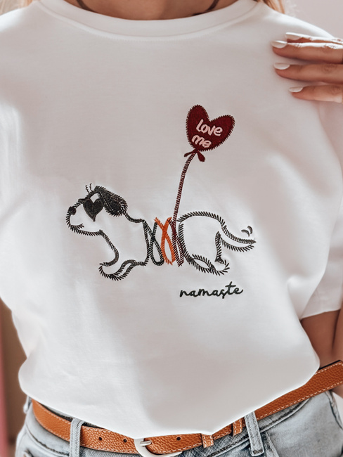 Női oversize póló kutyával CUTE TAIL fehér Dstreet RY2904