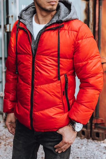 Férfi steppelt piros téli kabát Dstreet TX3828