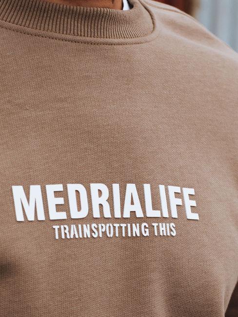 Férfi teve színű nyomtatott pulóver Dstreet BX5926