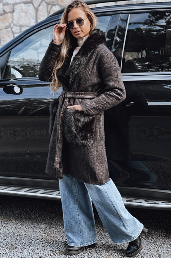 Női szőrme kabát barna Dstreet TY5229