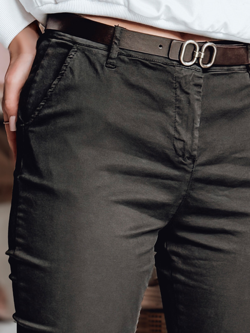 Női vékony nadrág övvel LINESKA khaki Dstreet UY2576 LINESKA khaki Dstreet UY2576