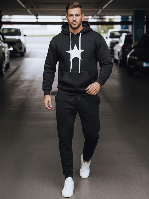 Férfi kapucnis pulóver fekete Dstreet BX5924