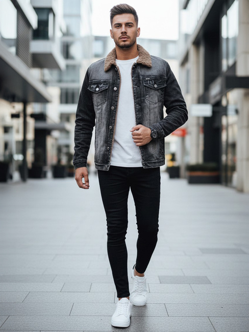 Férfi szigetelt farmer dzseki fekete Dstreet TX4725z