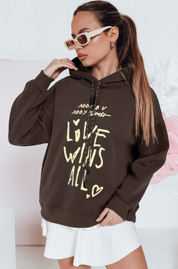 Női oversize kapucnis pulóver LOVEWILL barna Dstreet BY1470