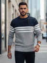 Férfi csíkos szürke pulóver Dstreet WX2230