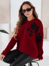 Női pulóver virágos applikációval GIRLHERBAL bordó Dstreet MY2549