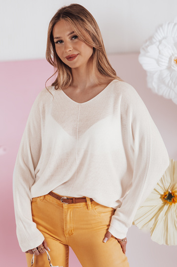 Női egyméretű oversize pulóver NORVAN ekrü Dstreet MY2455