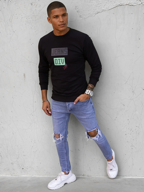 Fekete szinű férfi mintás pulóver Dstreet BX5376