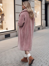 Női télikabát LUXERII hosszú szőrme kabát rózsaszín Dstreet TY4689z
