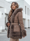 Kurtka damska zimowa CITYGLANCE z futerkiem brązowa Dstreet TY5048