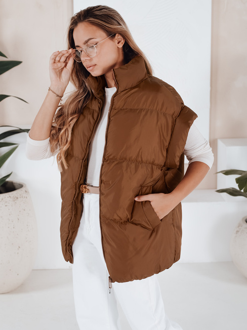 Női steppelt mellény NIMIA camel színben Dstreet TY3249