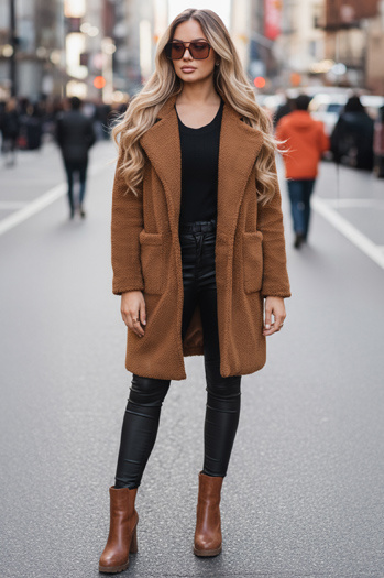 Női télikabát mackó szőrme barna Dstreet NY0752z