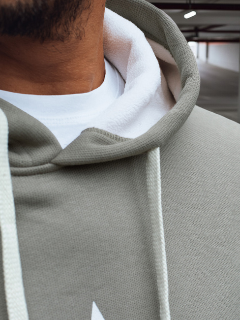 Férfi khaki kapucnis pulóver Dstreet BX5928