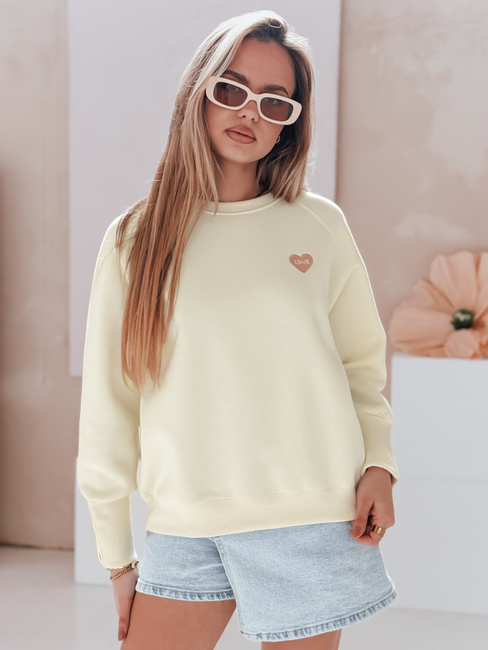 Női oversize pulóver szívekkel LOVELISA ekrü Dstreet BY1520