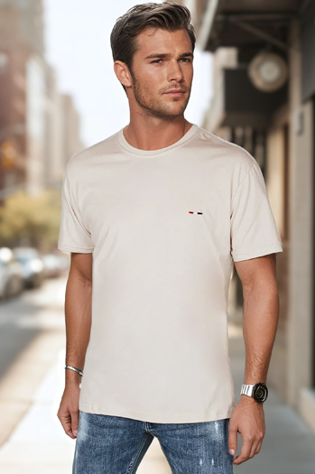 Férfi hímzett cappuccino póló Dstreet RX5638