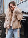 Női ramones kabát szőrmével bézs Dstreet TY5235 TY5235