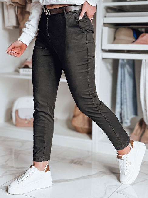 Női vékony nadrág övvel LINESKA khaki Dstreet UY2576 LINESKA khaki Dstreet UY2576