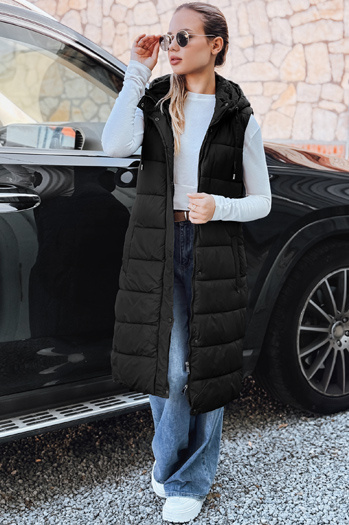 Kamizelka damska długa pikowana czarna Dstreet TY5267