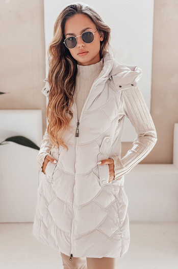 Női szigetelt steppelt mellény világos szürke Dstreet TY5102