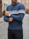 Férfi csíkos kék pulóver Dstreet WX2325