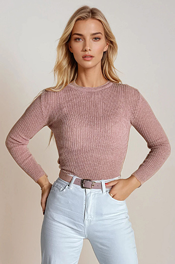 Női pulóver AURINA világos rózsaszín Dstreet MY1387