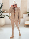 Női télikabát LOVEWARM rövid steppelt kapucnival camel Dstreet TY5041