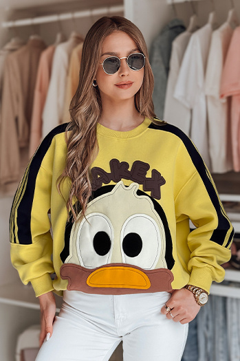 Női oversize melegítőfelső foltokkal CUTE MAKEX sárga Dstreet BY1489