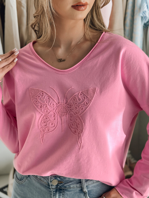 Női egyméretű oversize FLOFLY blúz rózsaszín Dstreet RY2784