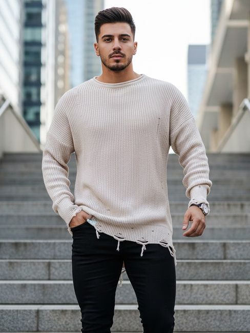 Férfi téli pulóver Szín Bézs DSTREET WX1965