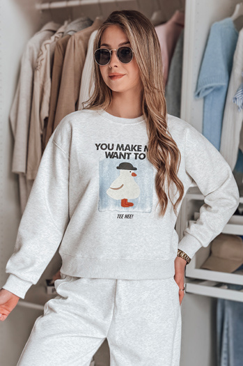 Női nagyméretű nyomtatott pulóver GOOSHY szürke Dstreet BY1425