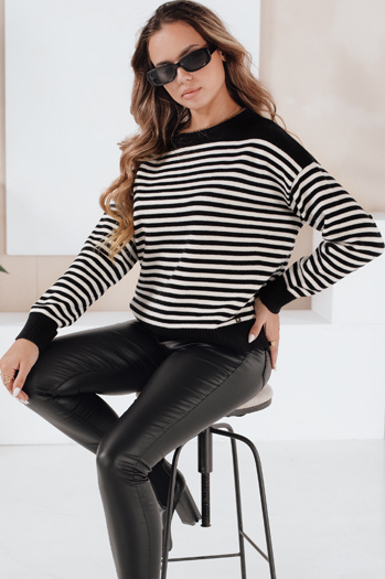 Női csíkos pulóver ELVARA fekete Dstreet MY2524